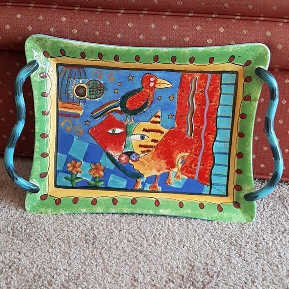 ProsPerity Tree Muzeum Cat handpainted ceramic tray - Picture 1 of 8